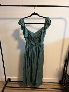Hollister Teal Green Maxi Dress with Ruffle Straps